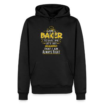 baker - Men’s Premium Organic Hoodie - black - Front - Nico (187cm)