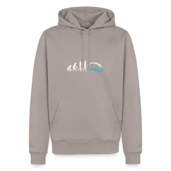 Schwimmer Evolution Affe Geschenk Sprung - Männer Premium Bio Hoodie - Taupe - Vorne - Nico (187cm)