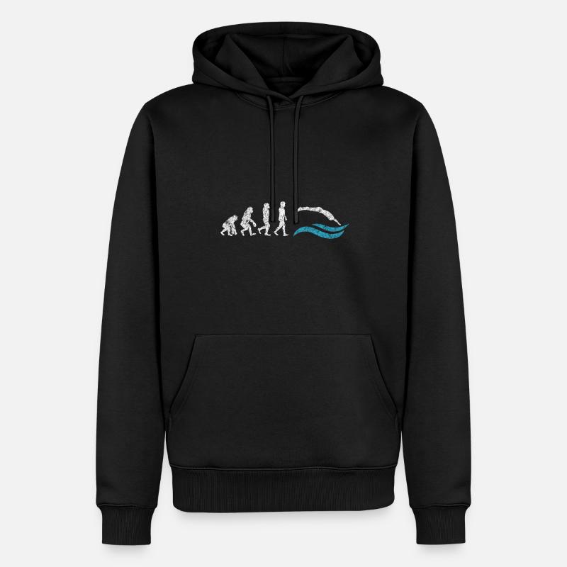 Schwimmer Evolution Affe Geschenk Sprung - Männer Premium Bio Hoodie - Schwarz