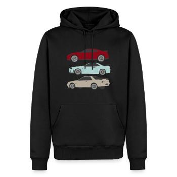Voitures empilées - Sweat à capuche Premium bio Homme - noir - Devant - Nico (187cm)