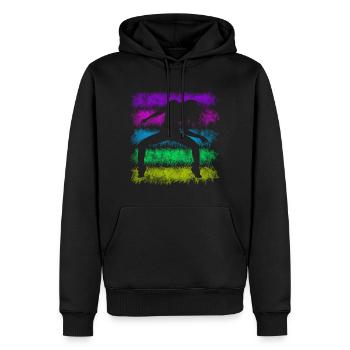 Break dance - Sweat à capuche Premium bio Homme - noir - Devant - Nico (187cm)