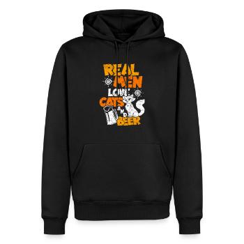 Cadeau de boisson alcool bière bière chat - Sweat à capuche Premium bio Homme - noir - Devant - Nico (187cm)
