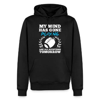 rugby - Men’s Premium Organic Hoodie - black - Front - Nico (187cm)