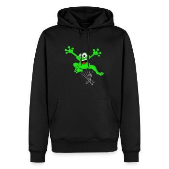 grenouille - Sweat à capuche Premium bio Homme - noir - Devant - Nico (187cm)