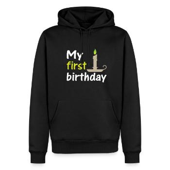 Mon premier anniversaire, mon premier anniversaire - Sweat à capuche Premium bio Homme - noir - Devant - Nico (187cm)