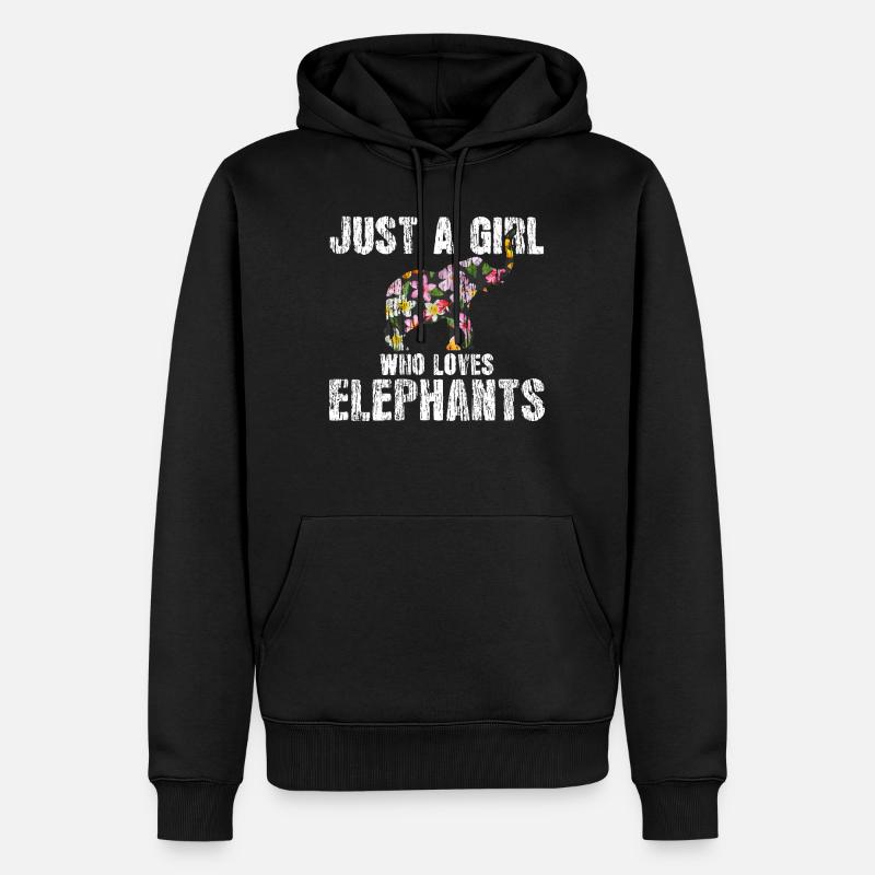 Elefant Blumenmuster Tier - Männer Premium Bio Hoodie - Schwarz