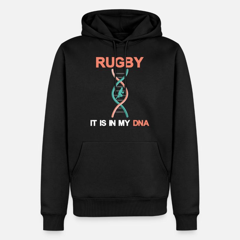 ADN de rugby - Sweat à capuche Premium bio Homme - noir