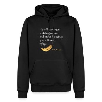 Finden Sie unter seinen Flügeln Zuflucht Psalmen 91: 4 Christian - Männer Premium Bio Hoodie - Schwarz - Vorne - Nico (187cm)