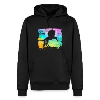 Cheval silhouette étalon jument femme amour cadeau - Sweat à capuche Premium bio Homme - noir - Devant - Nico (187cm)