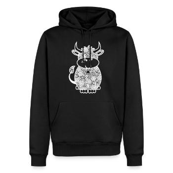 Kuh Zeichnung - Männer Premium Bio Hoodie - Schwarz - Vorne - Nico (187cm)