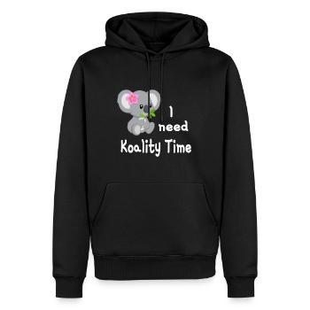 Koala braucht Koality Time - Männer Premium Bio Hoodie - Schwarz - Vorne - Nico (187cm)