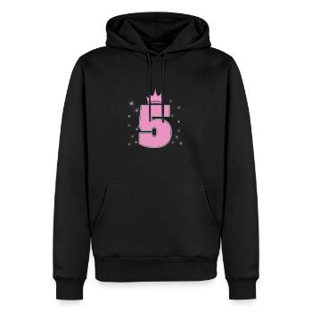 Geburtstag 5 Jahre Mädchen mit Krone in Rosa - Männer Premium Bio Hoodie - Schwarz - Vorne - Nico (187cm)