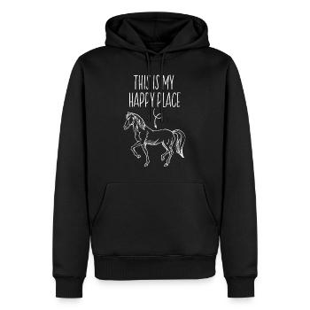 This Is My Happy Place Horse Lover Horseback Ridin - Men’s Premium Organic Hoodie - black - Front - Nico (187cm)