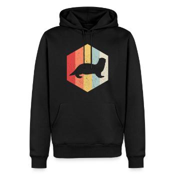 Otter Wassermarder Retro Geschenk - Männer Premium Bio Hoodie - Schwarz - Vorne - Nico (187cm)