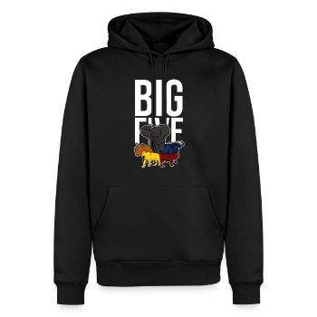 big five, safari, vacances, animaux, afrique - Sweat à capuche Premium bio Homme - noir - Devant - Nico (187cm)