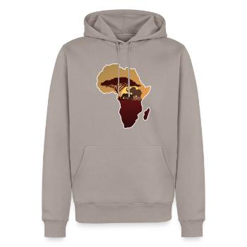 Africa - Men’s Premium Organic Hoodie - taupe - Front - Nico (187cm)