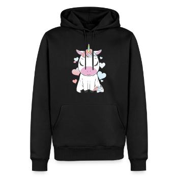 Cadeau mignon avec un coeur de licorne - Sweat à capuche Premium bio Homme - noir - Devant - Nico (187cm)