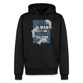 Idée cadeau dauphin - Sweat à capuche Premium bio Homme - noir - Devant - Nico (187cm)