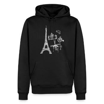France Paris Tour Eiffel Bonjour cadeau - Sweat à capuche Premium bio Homme - noir - Devant - Nico (187cm)