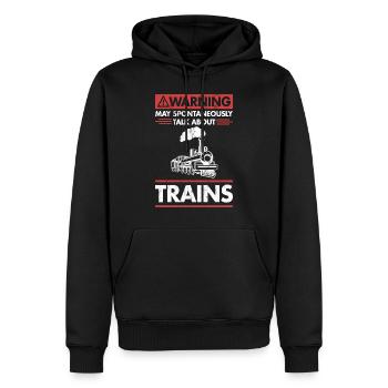 Warning May Talk About Trains Hobby Train Lover - Men’s Premium Organic Hoodie - black - Front - Nico (187cm)