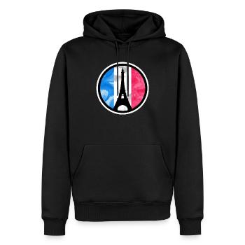 Frankreich France Eiffelturm Nationalfarben - Männer Premium Bio Hoodie - Schwarz - Vorne - Nico (187cm)