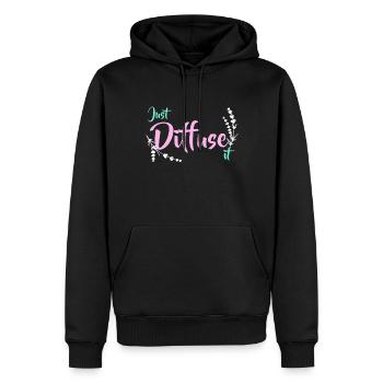 Il suffit de diffuser les huiles essentielles - Sweat à capuche Premium bio Homme - noir - Devant - Nico (187cm)