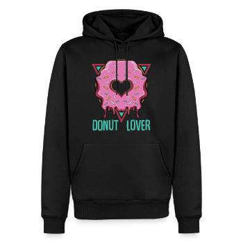 Amant de beignet | Bonbons glaçage cadeau de pâtisseries - Sweat à capuche Premium bio Homme - noir - Devant - Nico (187cm)