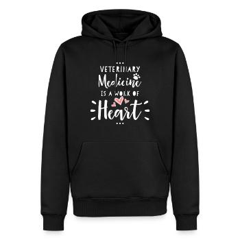 Veterinärmedizin, Tierarzt, Herzensarbeit - Männer Premium Bio Hoodie - Schwarz - Vorne - Nico (187cm)