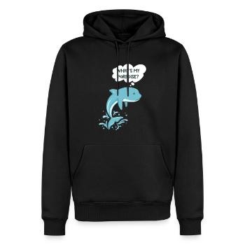 Qu'est-ce que mon marsouin? - Créature de mer drôle de dauphin - Sweat à capuche Premium bio Homme - noir - Devant - Nico (187cm)