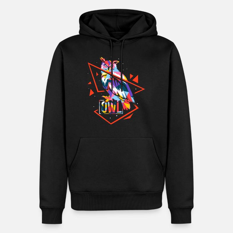 Polygon Eule - Männer Premium Bio Hoodie - Schwarz