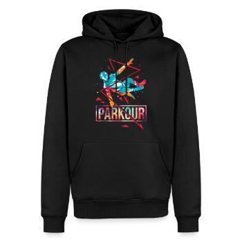 Polygone de parkour - Sweat à capuche Premium bio Homme - noir - Devant - Nico (187cm)
