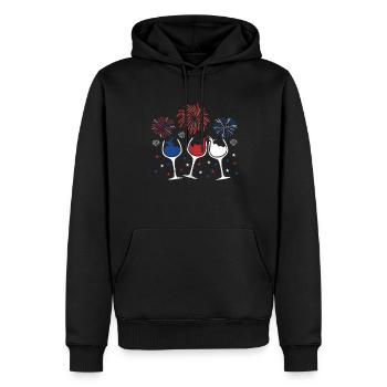 Verre à vin drôle rouge blanc et bleu pour 4ème de - Sweat à capuche Premium bio Homme - noir - Devant - Nico (187cm)