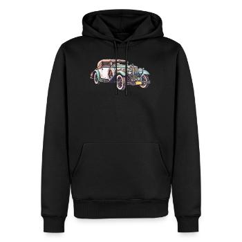 Oldtimer Auto - Männer Premium Bio Hoodie - Schwarz - Vorne - Nico (187cm)