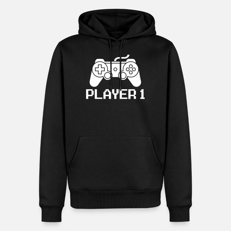 Game Player 1 - Männer Premium Bio Hoodie - Schwarz