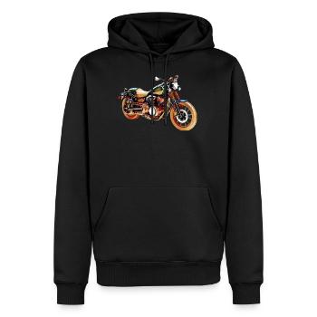 Moto vintage - Sweat à capuche Premium bio Homme - noir - Devant - Nico (187cm)