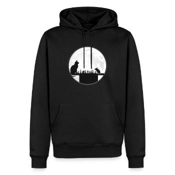 Le plateau d'échecs - le chat, la souris et le plein - Sweat à capuche Premium bio Homme - noir - Devant - Nico (187cm)
