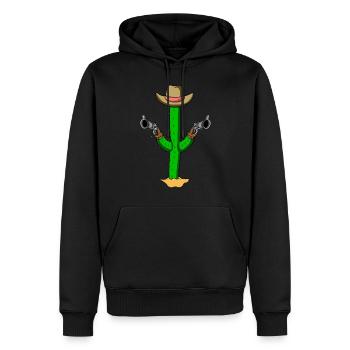 CACTUS COWBOY GUN - KAKTUS OUTLAW - WESTERN STYLE - Männer Premium Bio Hoodie - Schwarz - Vorne - Nico (187cm)