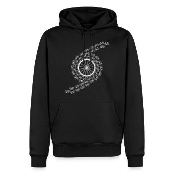 Vélo jante tourbillon cycliste idée cadeau - Sweat à capuche Premium bio Homme - noir - Devant - Nico (187cm)