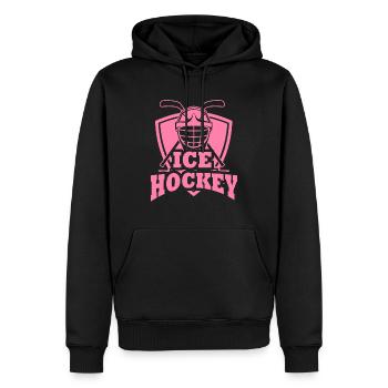 Joueuse de hockey - Sweat à capuche Premium bio Homme - noir - Devant - Nico (187cm)