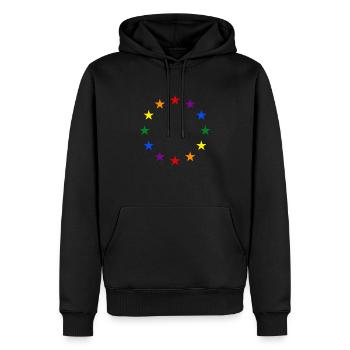 EU stars aux couleurs de l'arc-en-ciel - Europe LGBT Euro - Sweat à capuche Premium bio Homme - noir - Devant - Nico (187cm)
