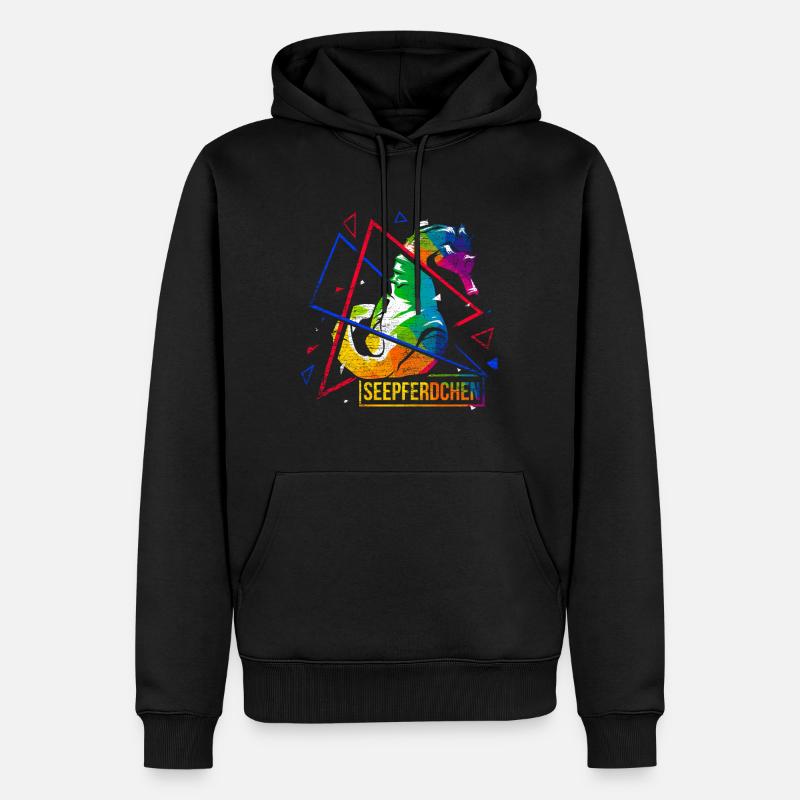 Cadeau polygone hippocampe - Sweat à capuche Premium bio Homme - noir