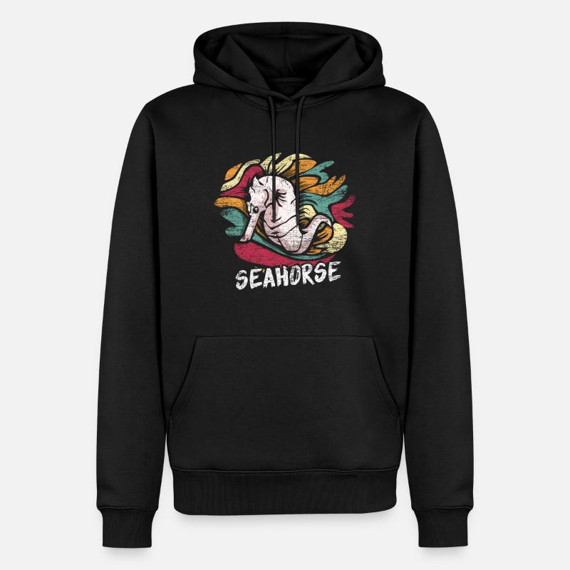 Cadeau hippocampe - Sweat à capuche Premium bio Homme - noir
