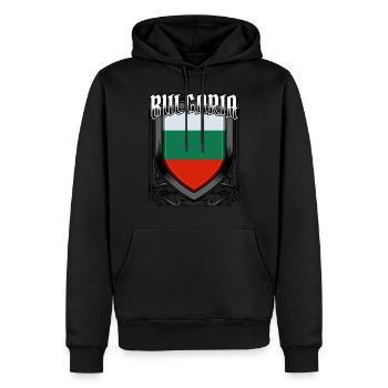 Bulgarisch Wappen Republik Bulgarien Geschenkidee - Männer Premium Bio Hoodie - Schwarz - Vorne - Nico (187cm)
