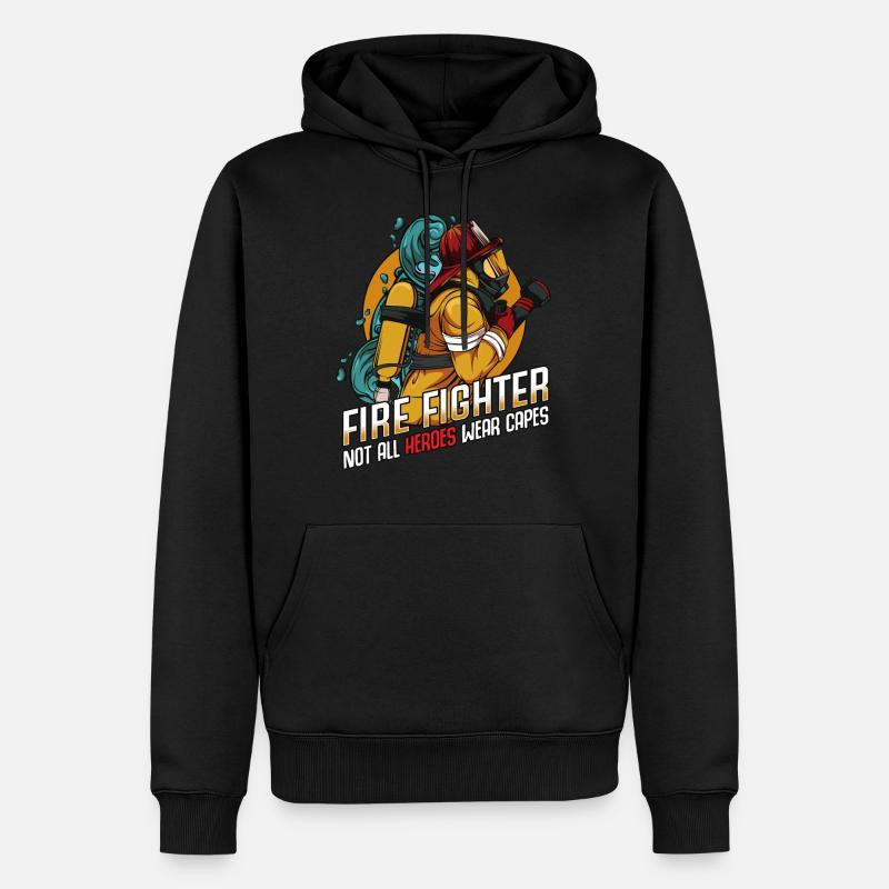 Feuerwehr Superheld Statement Sprüche Geschenkidee - Männer Premium Bio Hoodie - Schwarz