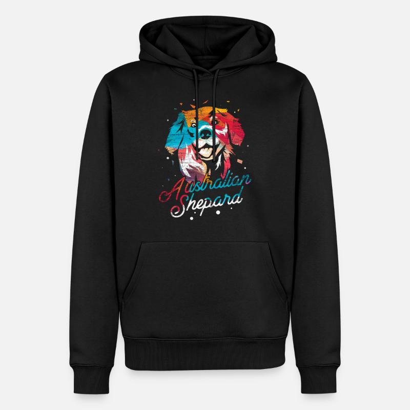 Australian Shepherd Polygon - Männer Premium Bio Hoodie - Schwarz