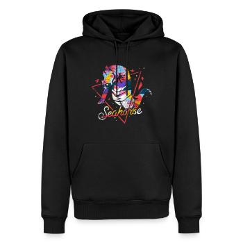 Seepferdchen Polygon Geschenk - Männer Premium Bio Hoodie - Schwarz - Vorne - Nico (187cm)