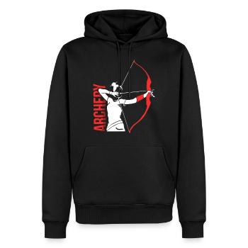 tir à l'arc - Sweat à capuche Premium bio Homme - noir - Devant - Nico (187cm)