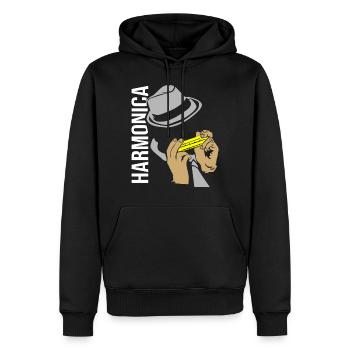 harmonica - Sweat à capuche Premium bio Homme - noir - Devant - Nico (187cm)