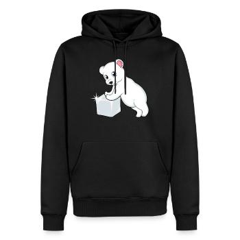 L’ours polaire sur le glaçon - Sweat à capuche Premium bio Homme - noir - Devant - Nico (187cm)