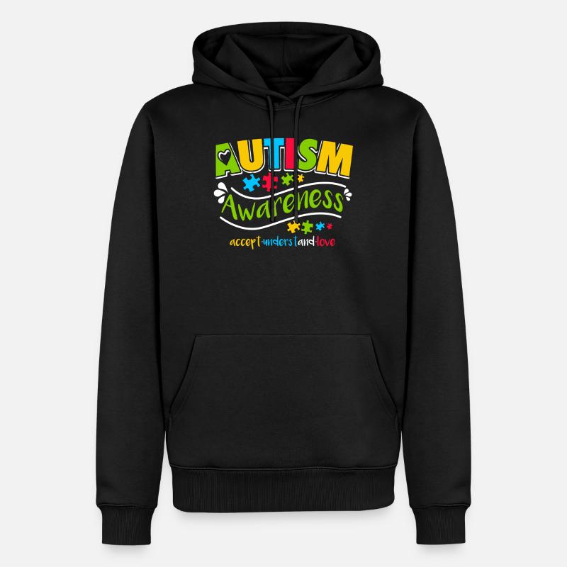 Chemise de sensibilisation à l'autisme - Sweat à capuche Premium bio Homme - noir